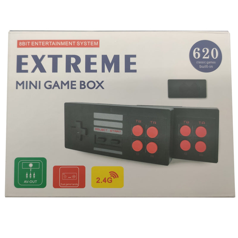 RetroPlay Mini Console remote controllers stacked, showcasing portable retro gaming design and classic game buttons.