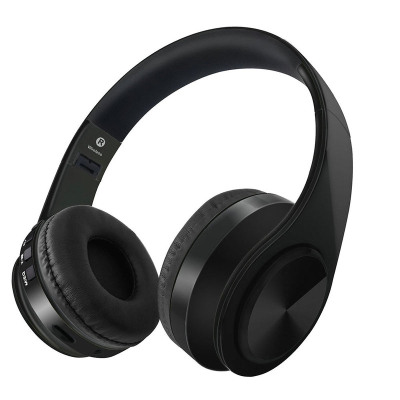 SoundMax Wireless Headphones in black and red design with cushioned ear pads for comfort and immersive sound quality.