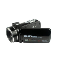 CrystalShot HD Camera showing a digital camera with microphone and flip screen capturing high-definition images.