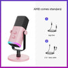 NoiseShield Pro Microphone attached to an adjustable arm with colorful lighting, perfect for audio recording and streaming.