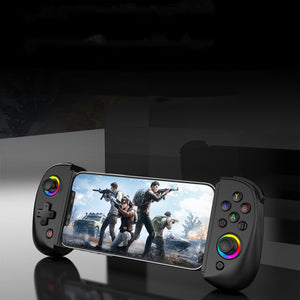 FlexPlay D8 Gamepad showcasing a smartphone with a gaming scene, designed for versatile Bluetooth play.