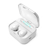 AirBeat TWS Earbuds charging case with digital display on a reflective surface.