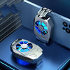 FrostGrip Mobile Cooler devices attached to a smartphone, showcasing advanced cooling fan technology for gaming.